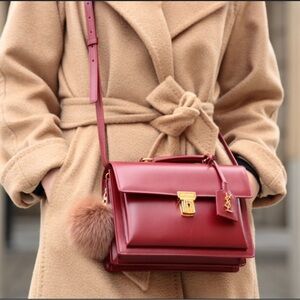 Yves St Laurent High School Box Bag - Red Leather Shoulder or Handle Bag